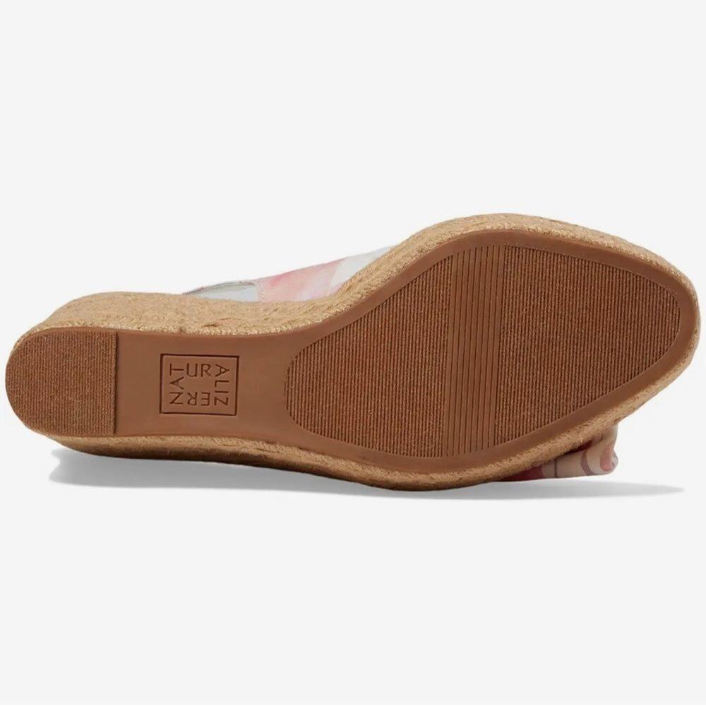 Naturalizer Floral Pink and Orange Espadrille Wedge Sandals - Picture 3 of 5